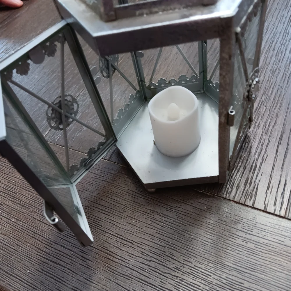 Silver Decorative Lanternwith Sparkke Accents
